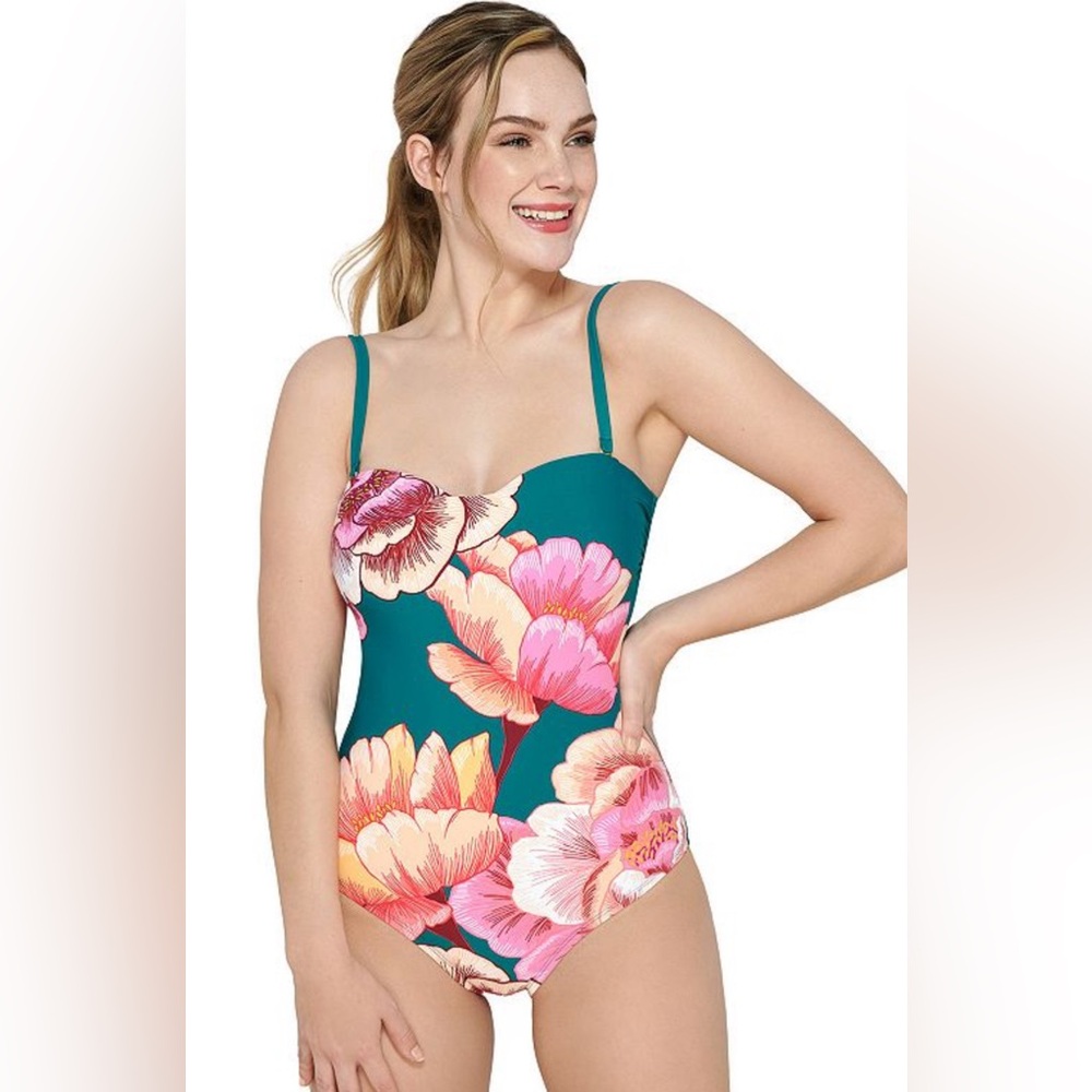 NWT Women's Apt. 9 Cross Back Bandeau Swimsuit, Size: Large, Blue
